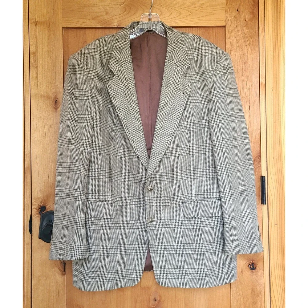 Christian Aujard‎ Sz 42R Brown Tan Silk Wool Tailored Sport Coat Jacket Blazer